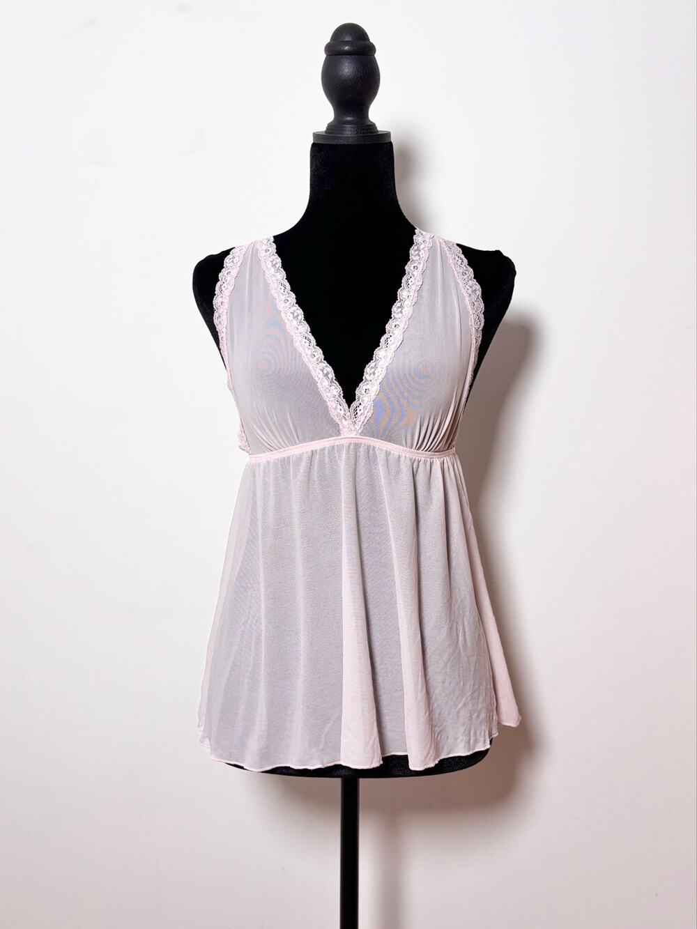 Vtg Y2K Hunkemöller Blush Pink Babydoll Halter Slip Top Size M